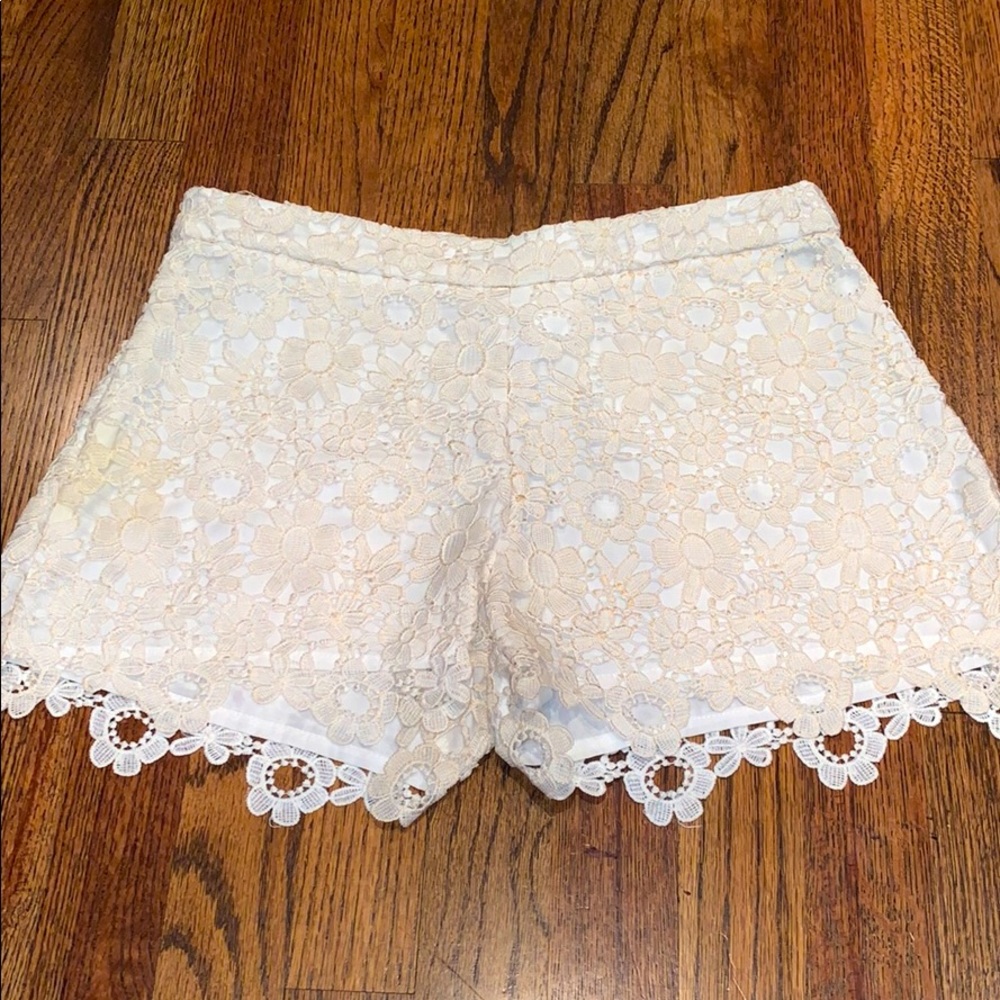 Cream laced shorts